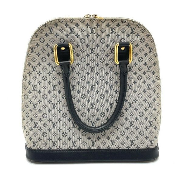 LOUIS VUITTON Monogram Mini Alma Haut Hand Bag Blue M92202 LV Auth